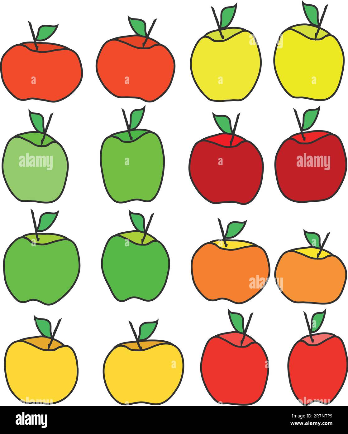 quelques pommes de couleurs différentes Illustration de Vecteur