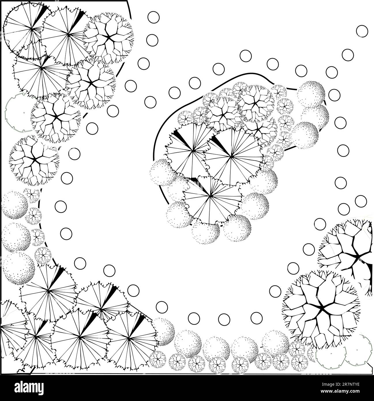 Plan de jardin avec symboles Illustration de Vecteur