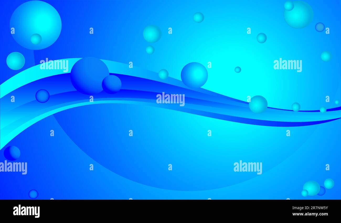 Arrière-plan bleu abstrait avec beaucoup de boules. Effet de l'eau. Illustration de Vecteur