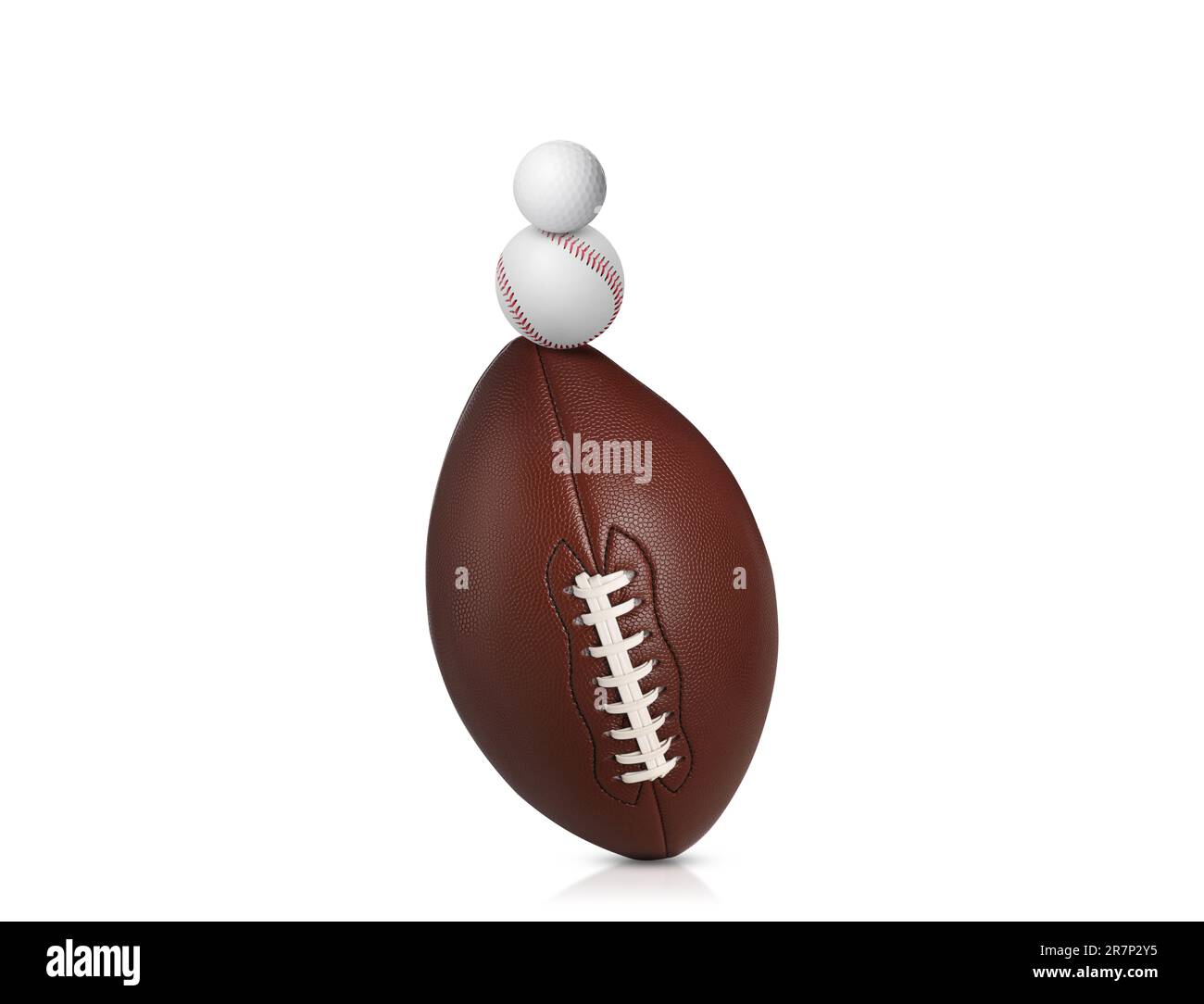 Pile de différentes balles de sport sur fond blanc Banque D'Images