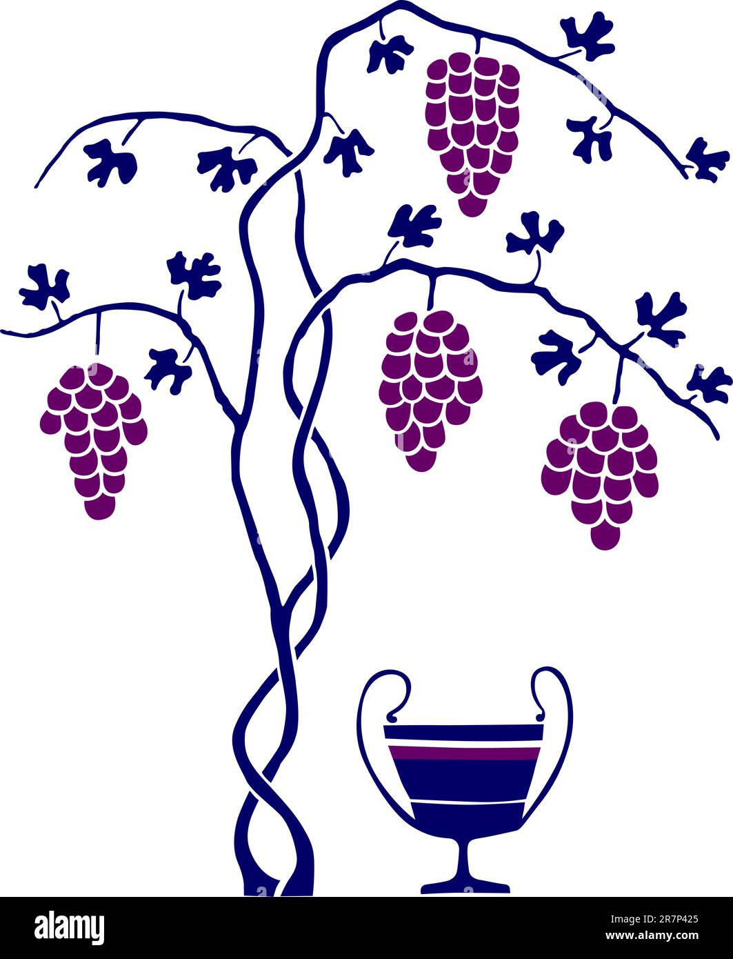 Vin et raisin sur blanc Illustration de Vecteur