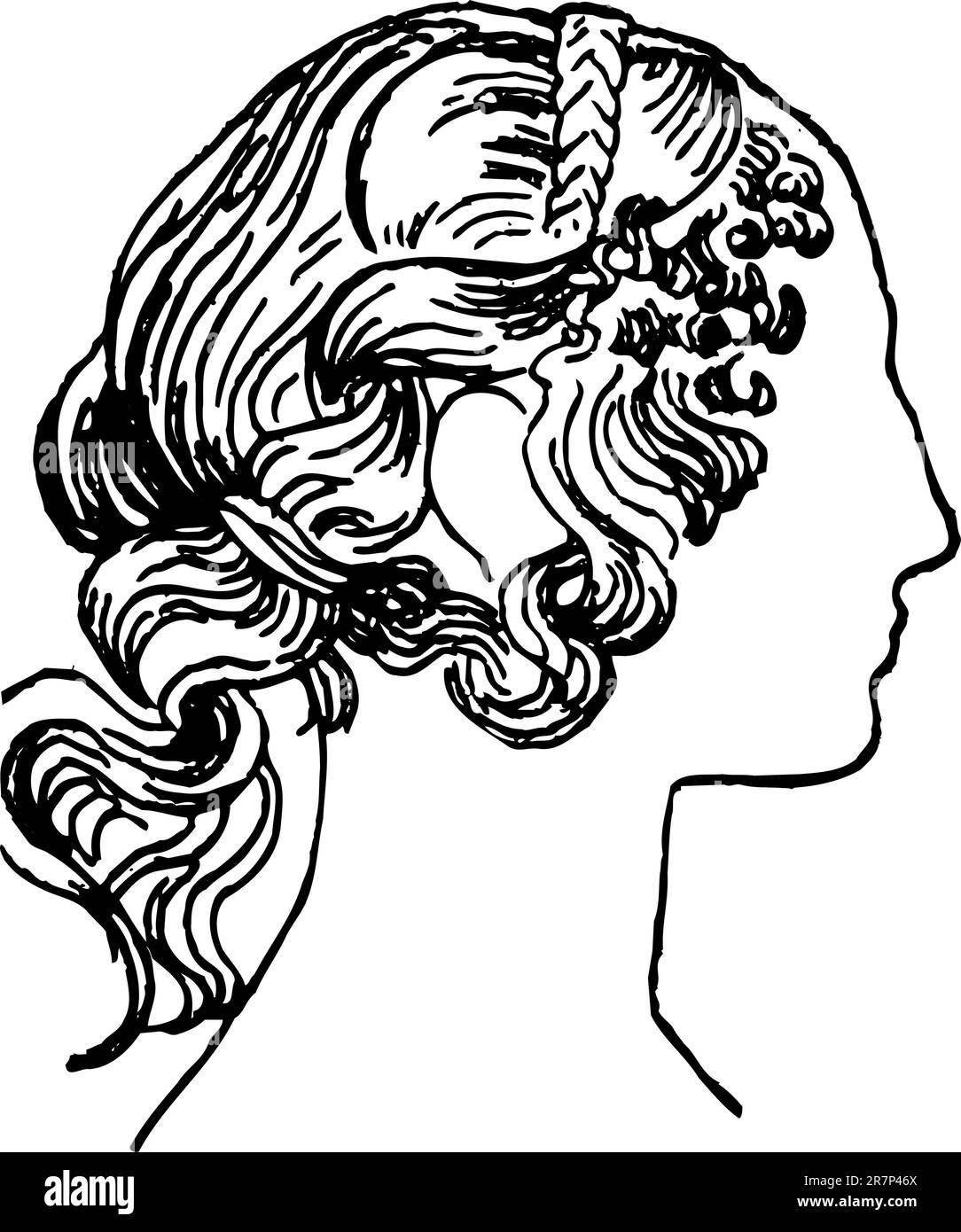 Tête de femme isolée sur blanc Illustration de Vecteur