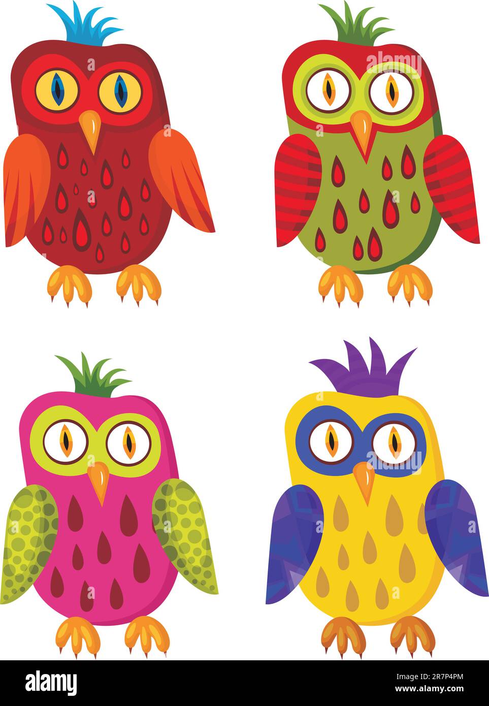 illustration vectorielle d'un ensemble de hibou Illustration de Vecteur