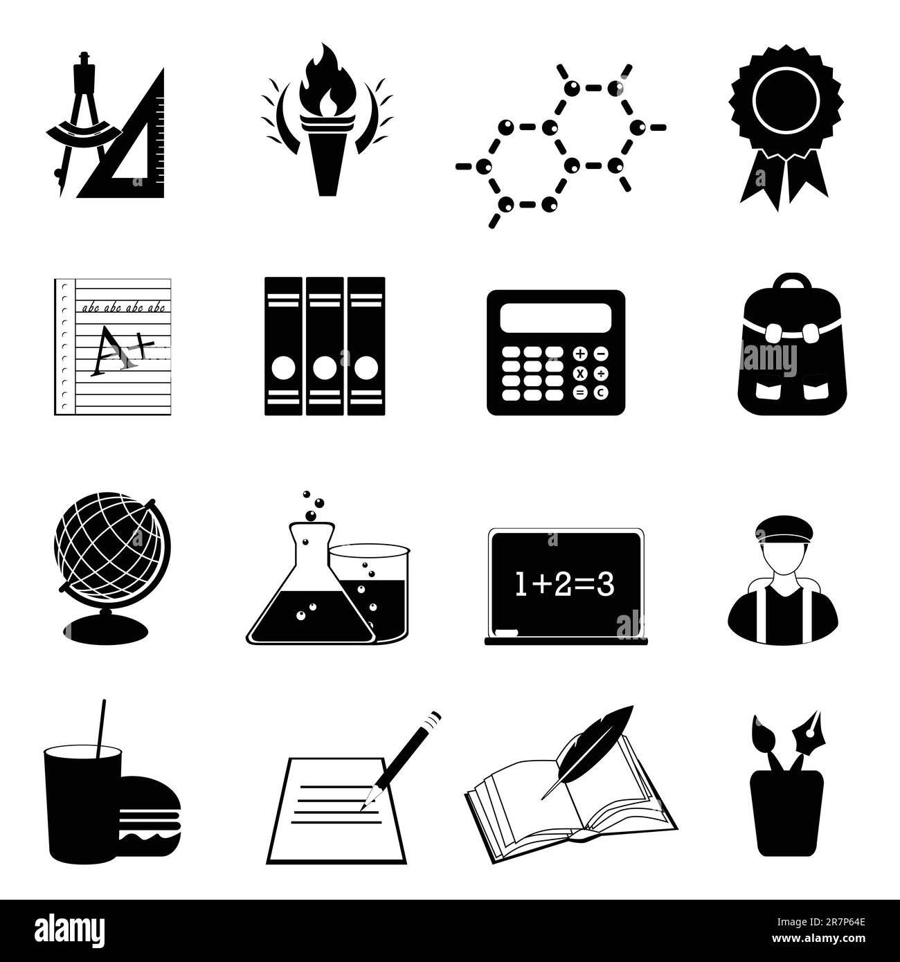 Icônes de retour à l'école et à l'éducation Illustration de Vecteur
