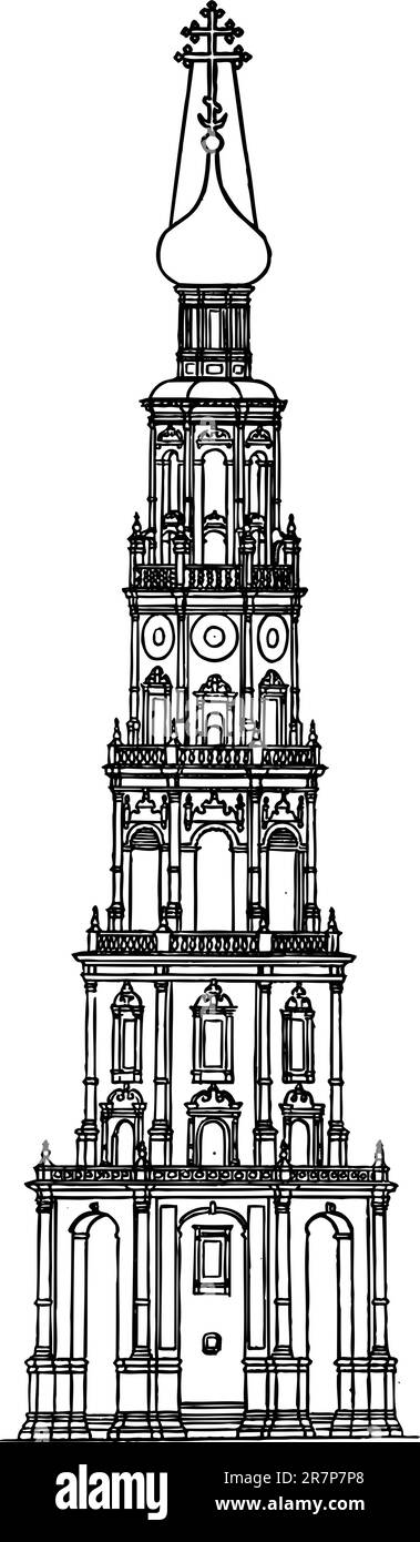 Monastère de la Tour isolé Illustration de Vecteur