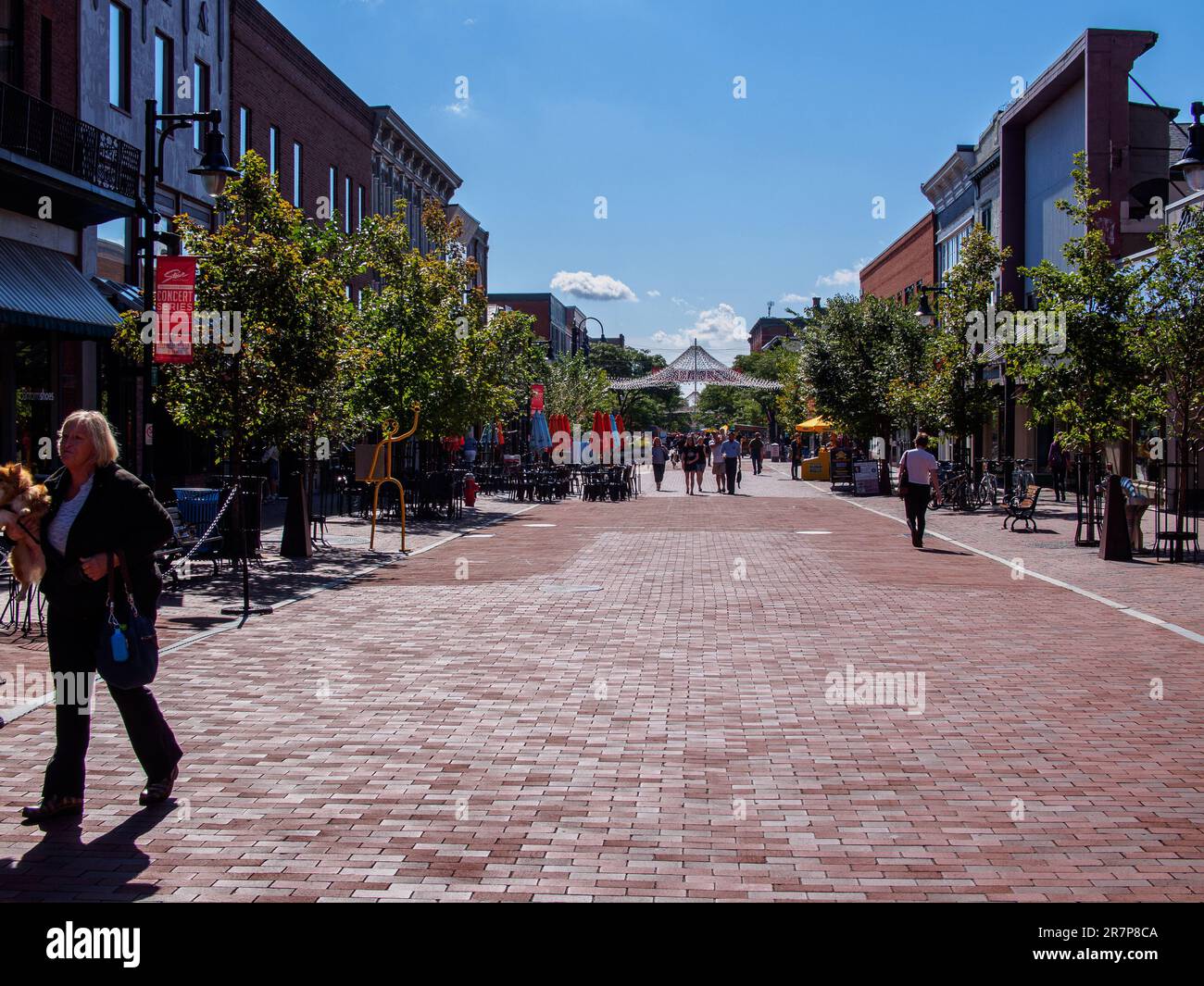 Church Street, pour piétons, dans le centre-ville de Burlington, Vermont, États-Unis. Banque D'Images