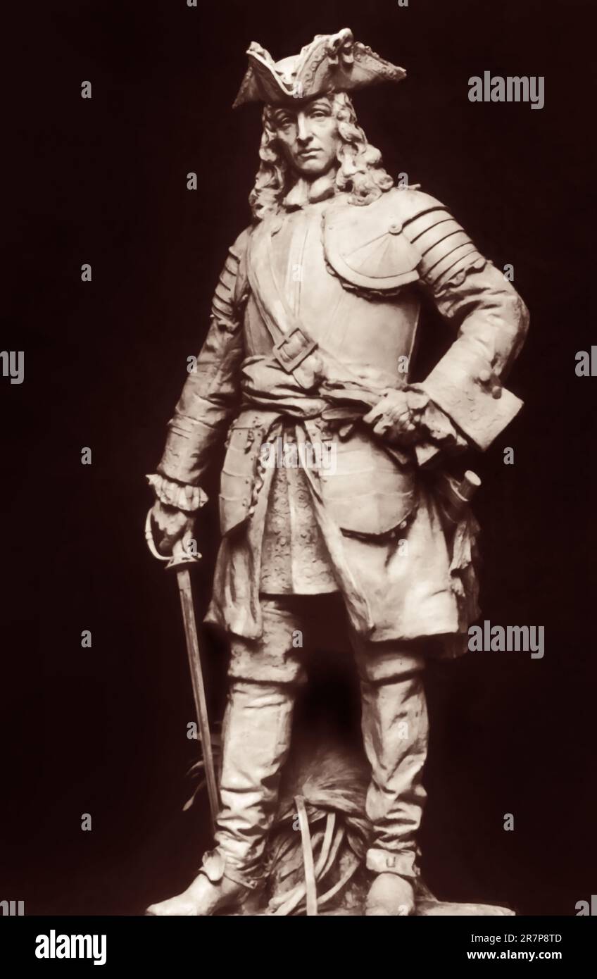 Statue du général James Edward Oglethorpe, fondateur de la colonie de Géorgie et planificateur de Savannah, sculptée par le célèbre Daniel Chester Français qui a également sculpté le Minuteman à Concord, ma, et la statue monumentale d'Abraham Lincoln pour le Lincoln Memorial à Washington, D.C. La statue d'Oglethorpe est la pièce maîtresse de la place historique Chippewa à Savannah, Géorgie, depuis 1910. (ÉTATS-UNIS) Banque D'Images