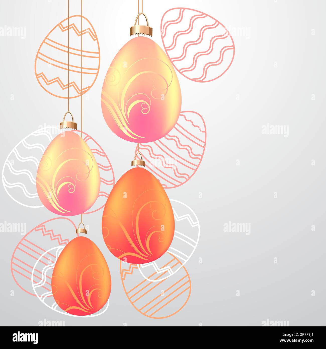 Carte de vœux de Pâques avec œufs suspendus roses Illustration de Vecteur