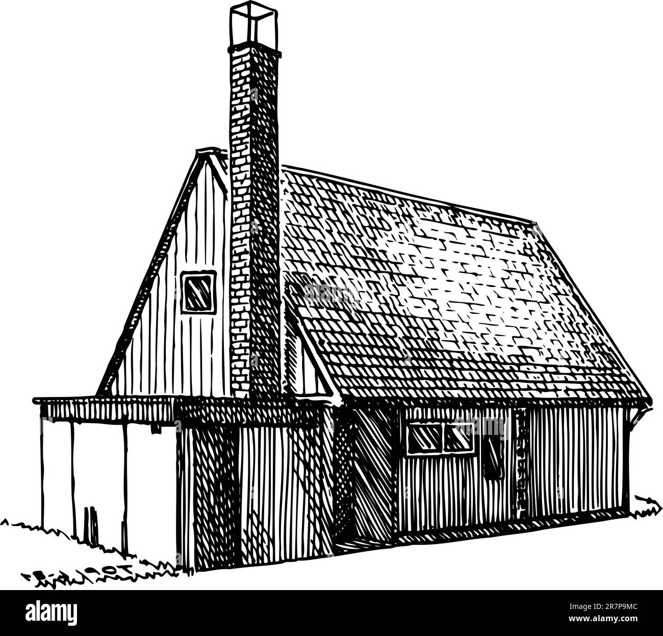 Maison avec grande cheminée Illustration de Vecteur