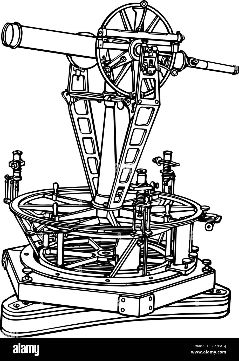 Ancien télescope isolé sur blanc Illustration de Vecteur