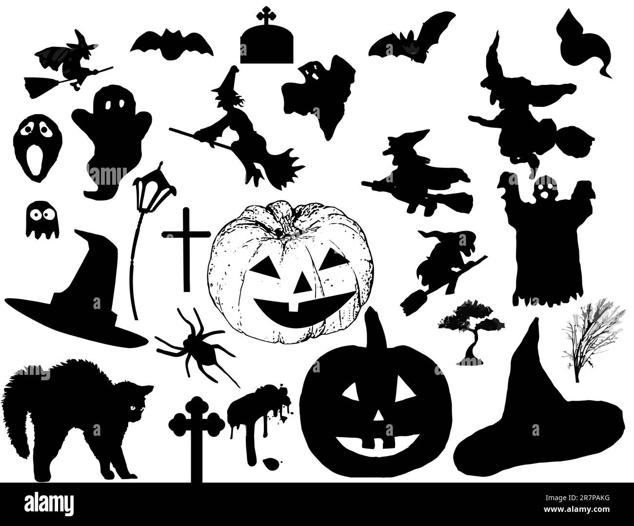 collection vectorielle de silhouettes halloween, illustration vectorielle Illustration de Vecteur