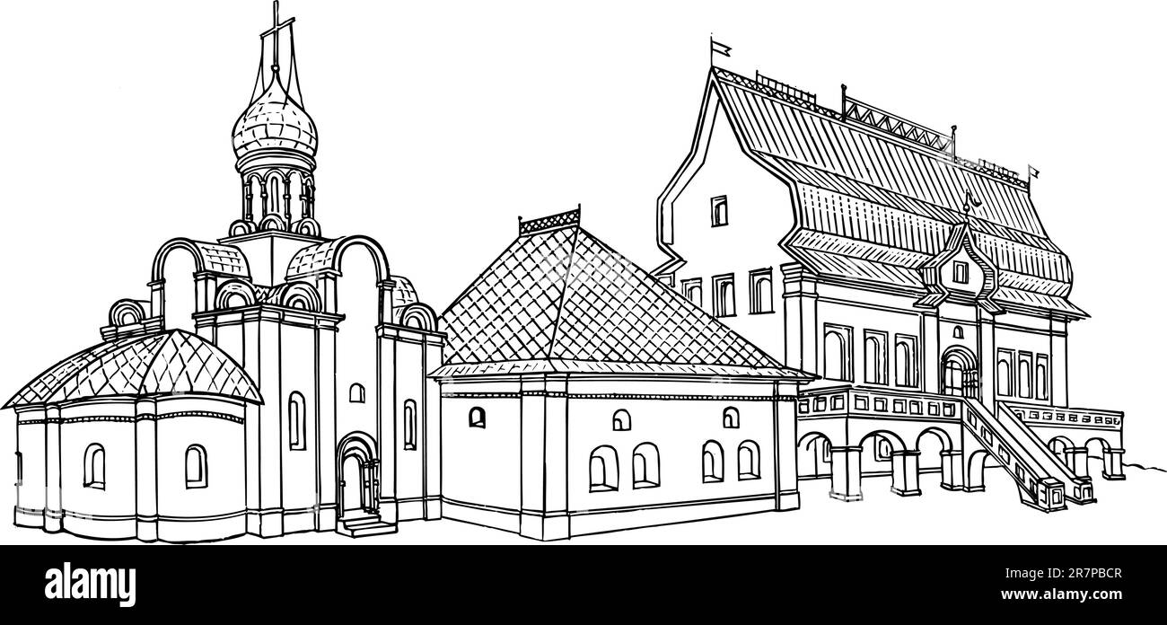 Complexe de monastère Illustration de Vecteur