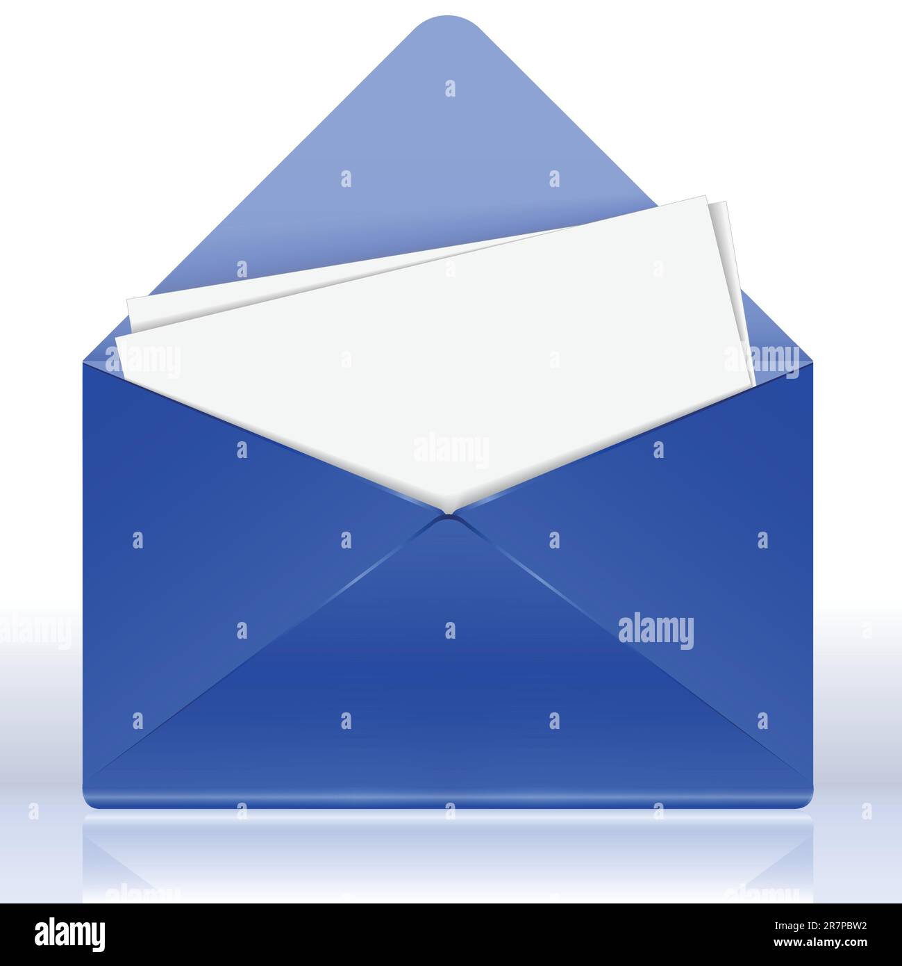 ouvrez l'enveloppe bleue contenant des feuilles blanches Illustration de Vecteur