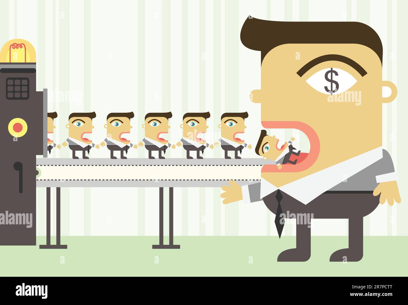 Les grandes entreprises qui consomment des petites entreprises à but lucratif. Illustration de Vecteur