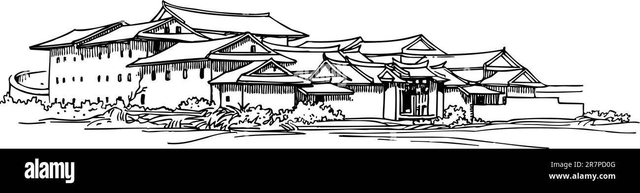 Pavillon asiatique Illustration de Vecteur