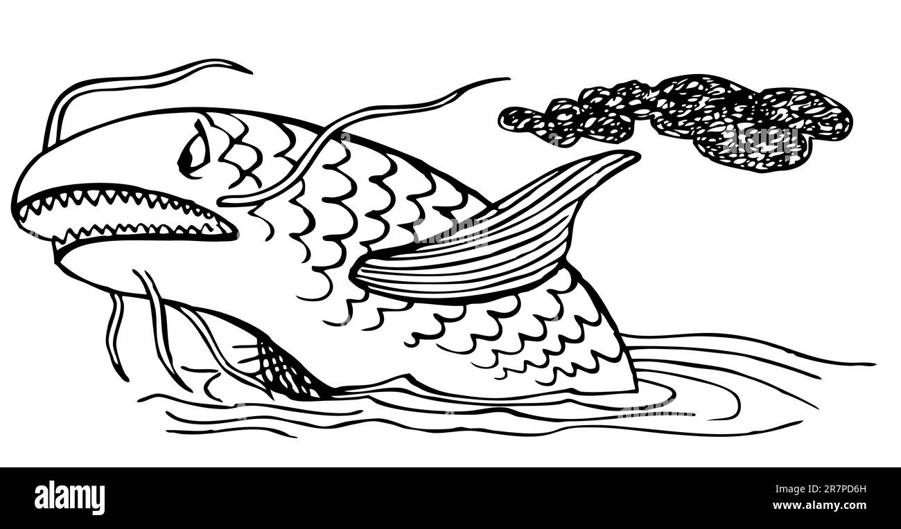 Gros poisson dans la mer Illustration de Vecteur