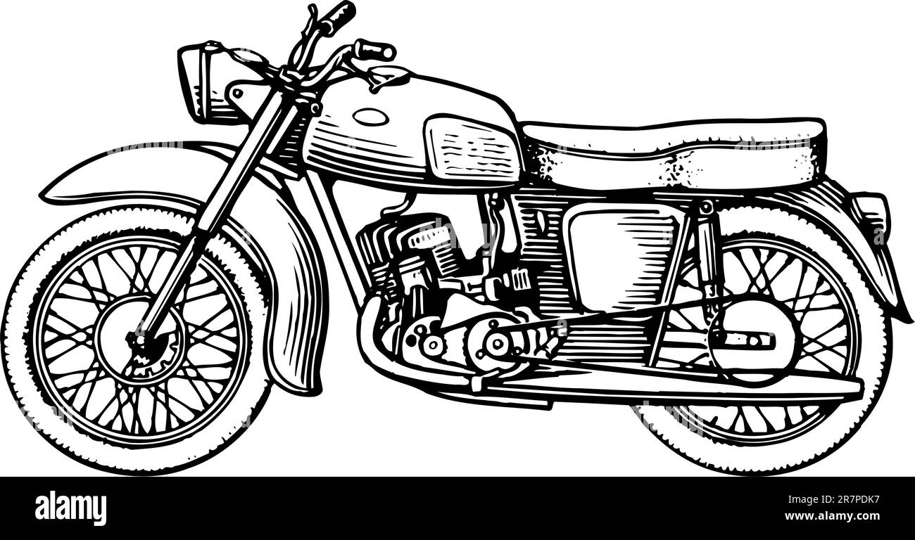 Moto isolée sur blanc Illustration de Vecteur