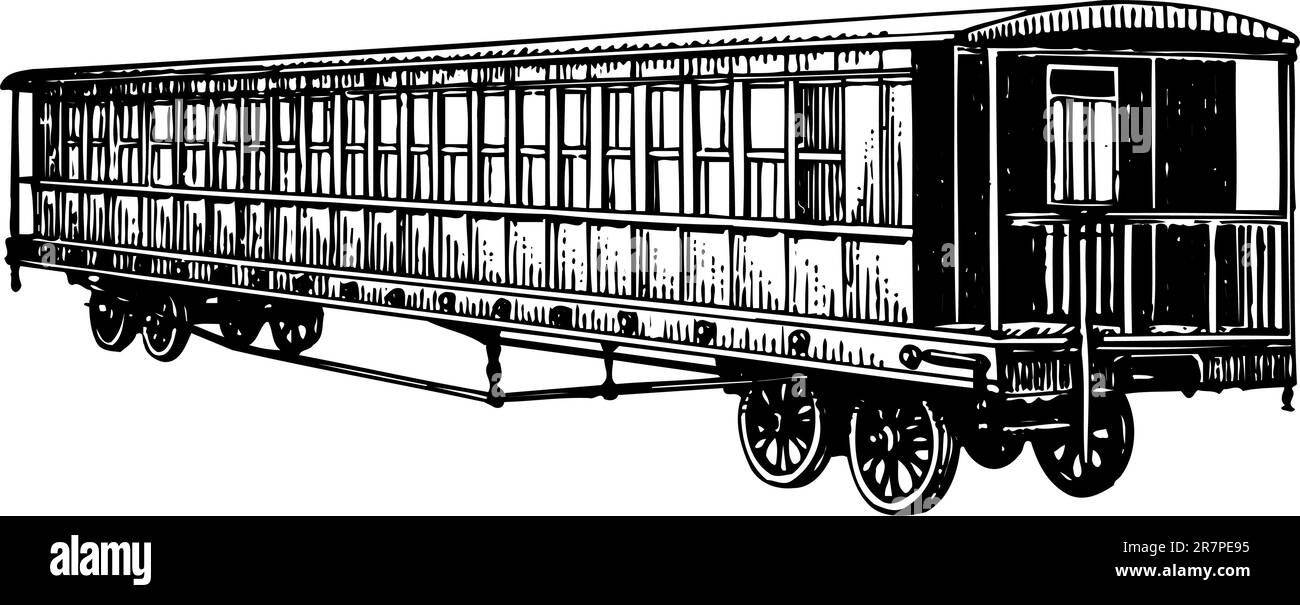 Voiture de chemin de fer isolée sur blanc Illustration de Vecteur