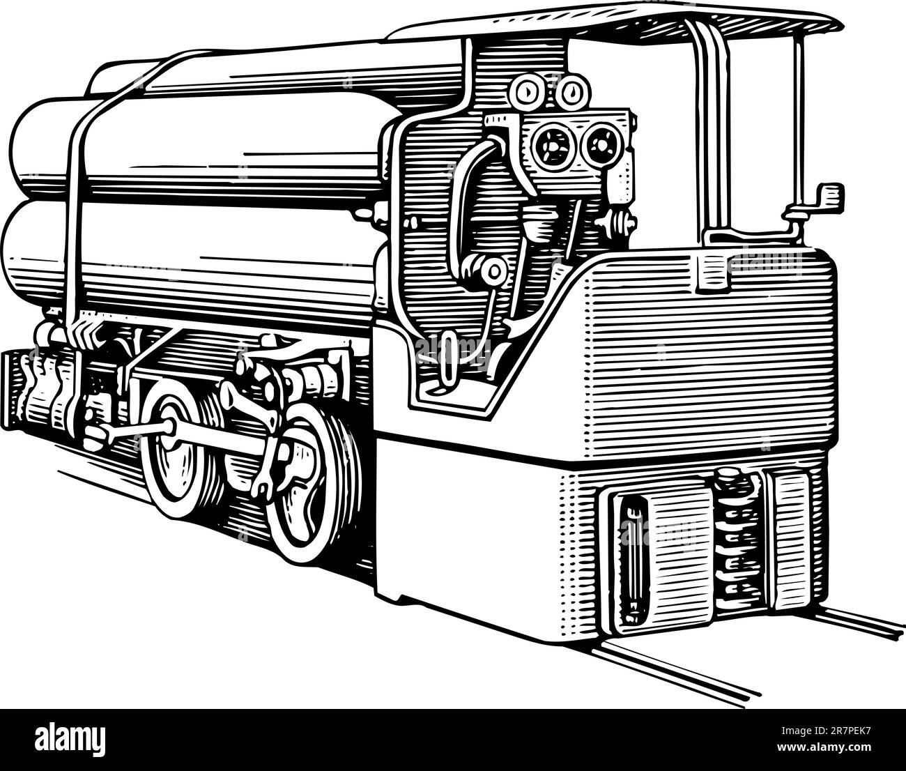 Locomotive de train isolée sur blanc Illustration de Vecteur