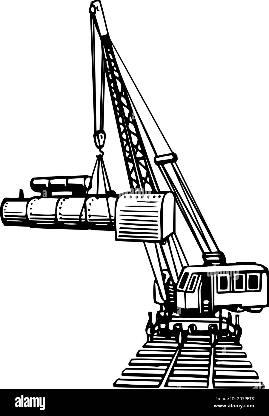 Grue de chemin de fer à usage intensif Illustration de Vecteur