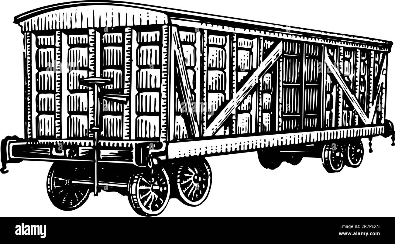 Voiture de chemin de fer isolée sur blanc Illustration de Vecteur