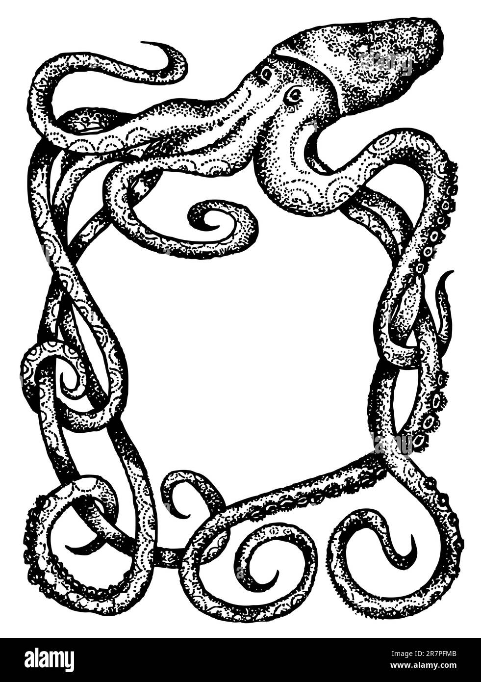 Octopus géant isolé sur blanc Illustration de Vecteur