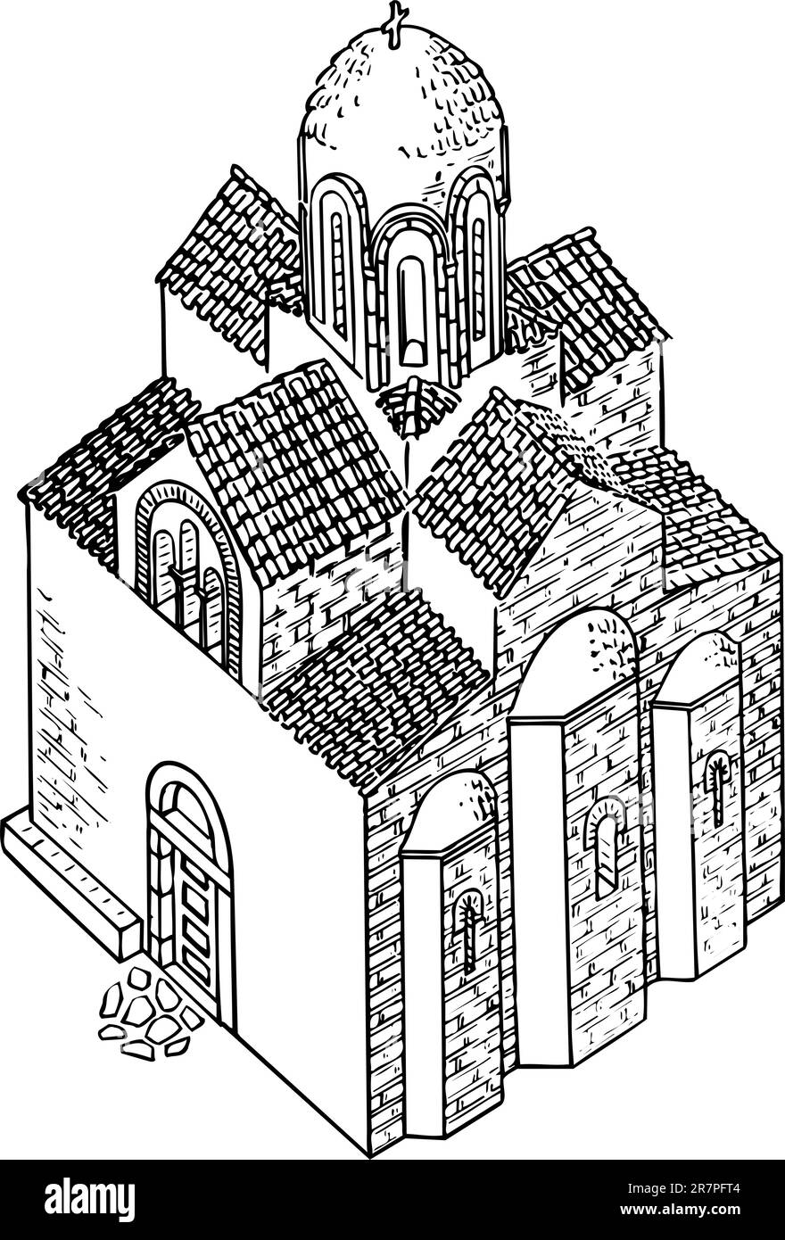 Église isolée sur blanc Illustration de Vecteur
