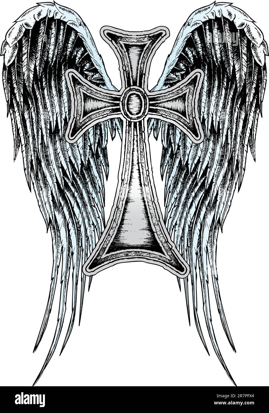 emblème de tatouage de croix héraldique Illustration de Vecteur