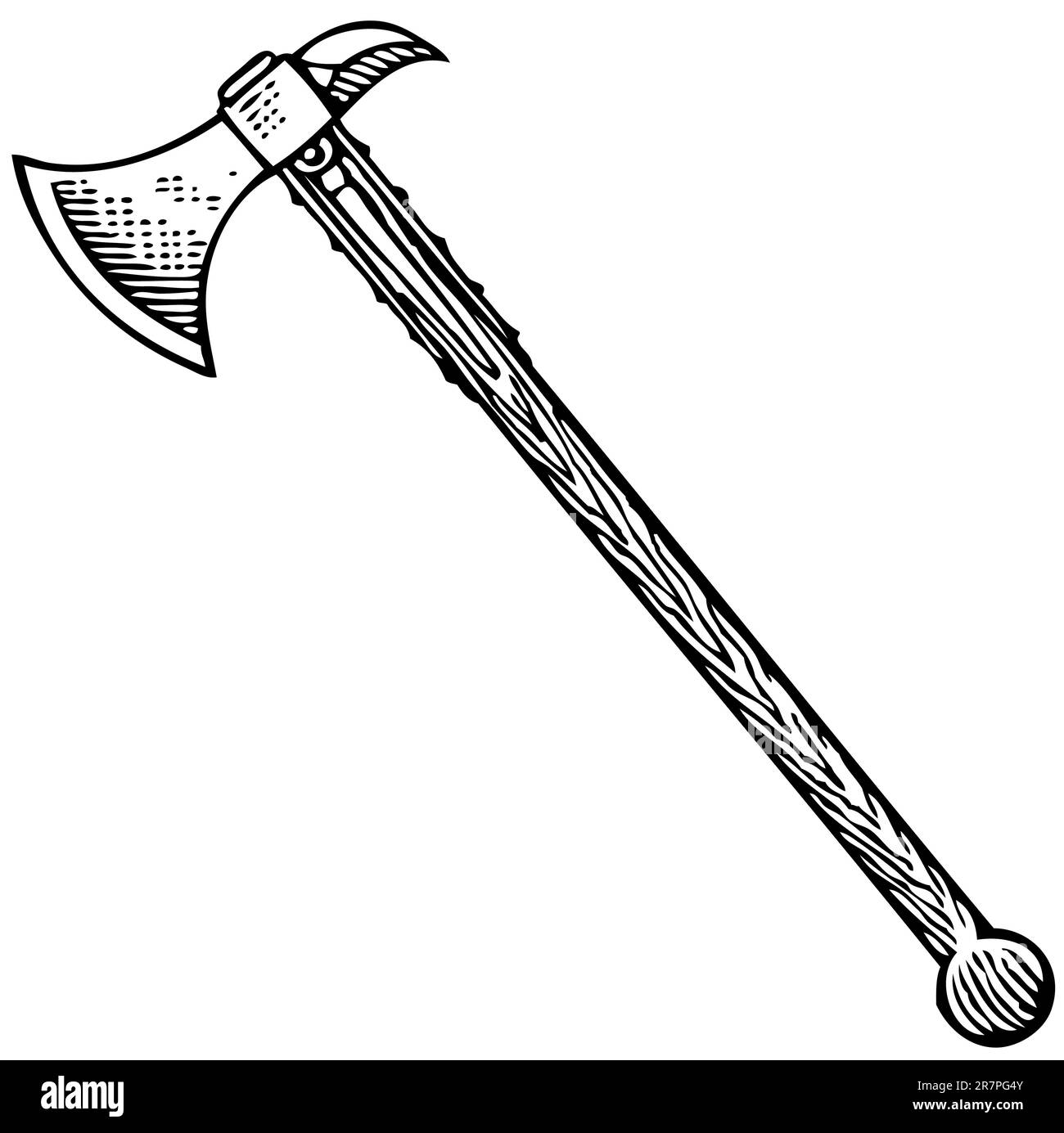 Bataille hache isolée sur blanc Illustration de Vecteur