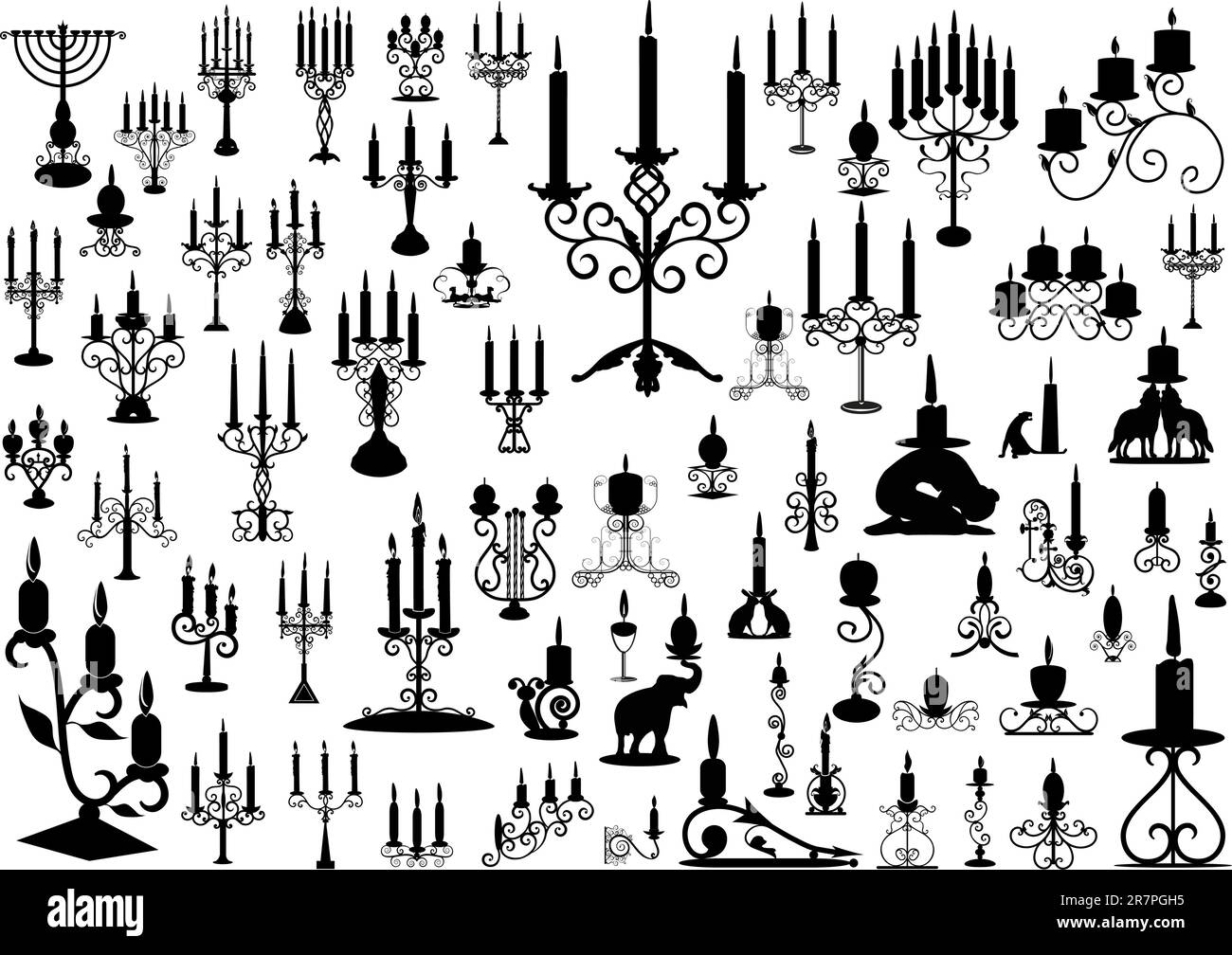 Collection vectorielle de chandeliers isolés Illustration de Vecteur