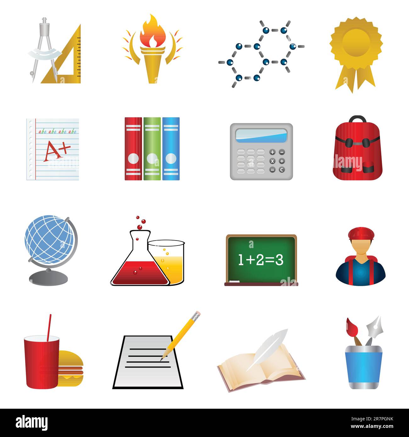 Icônes de retour à l'école et à l'éducation Illustration de Vecteur