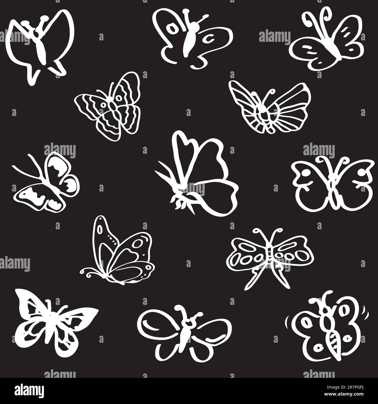 Image vectorielle d'un papillon sur fond noir Illustration de Vecteur