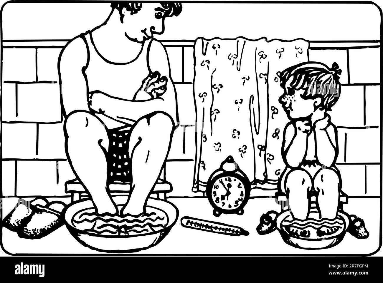 Papa et son toaster les orteils Illustration de Vecteur