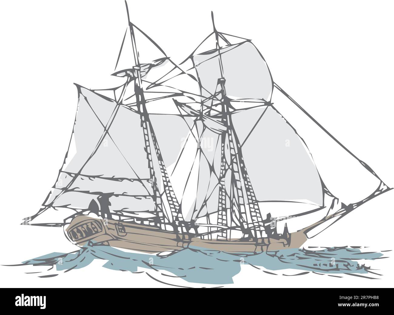 dessinez à partir d'un bateau à voile fabriqué à partir de simples traces Illustration de Vecteur