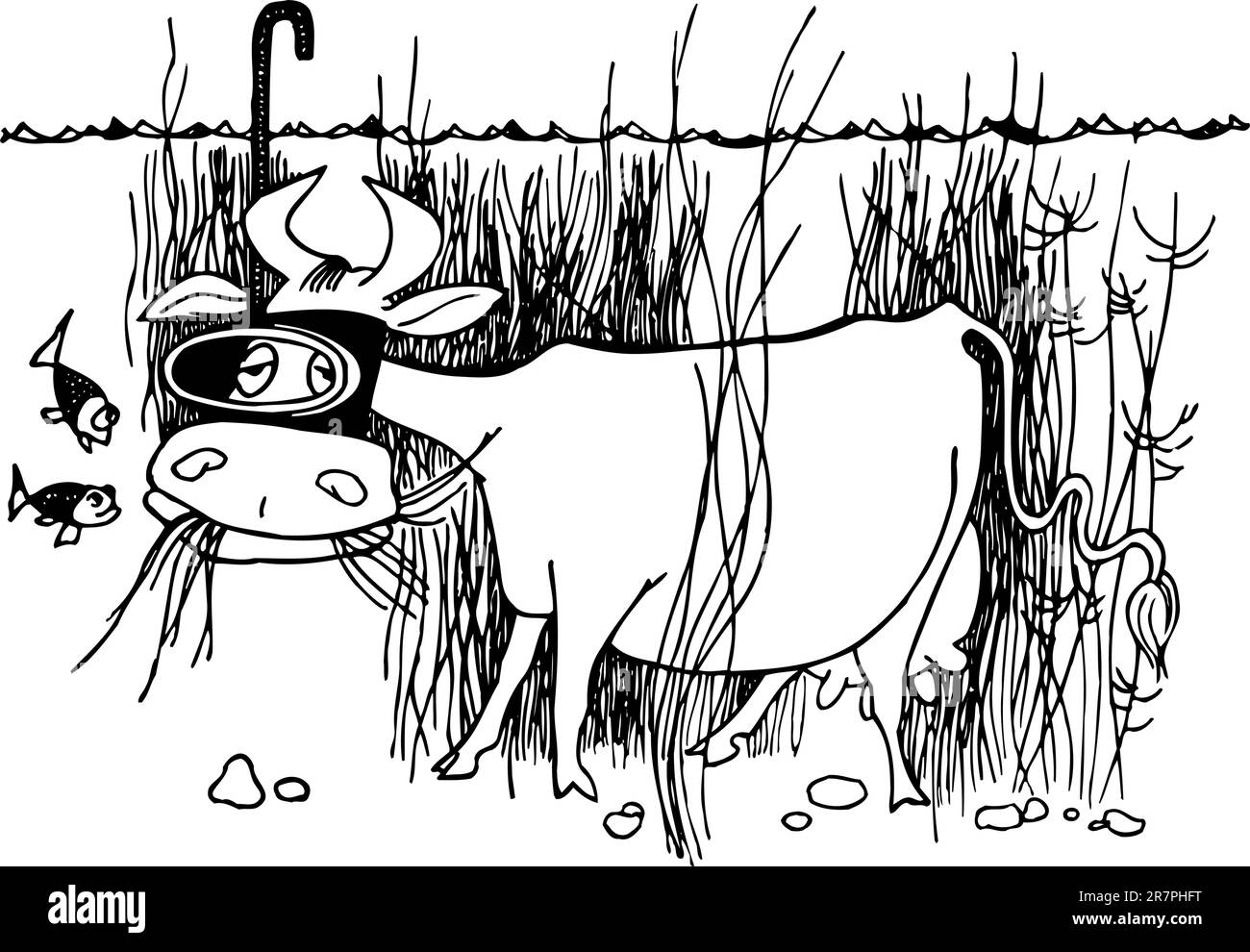 Vache sous-marine Illustration de Vecteur