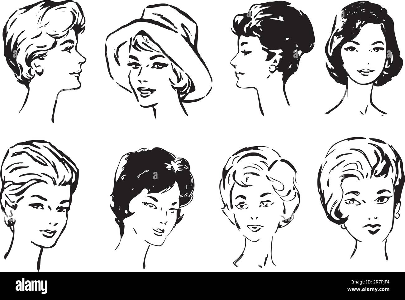 Visages de femmes d'âge moyen. Illustration vectorielle d'un format EPS. Illustration de Vecteur