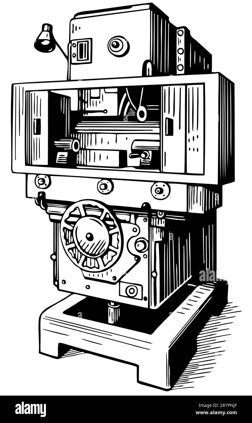 Machine-outil isolée sur blanc Illustration de Vecteur