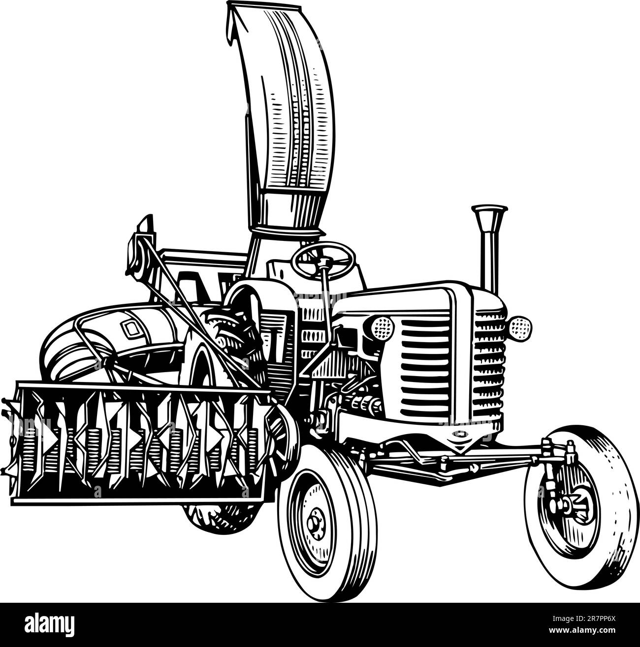 Tracteur de l'agriculteur isolé sur blanc Illustration de Vecteur