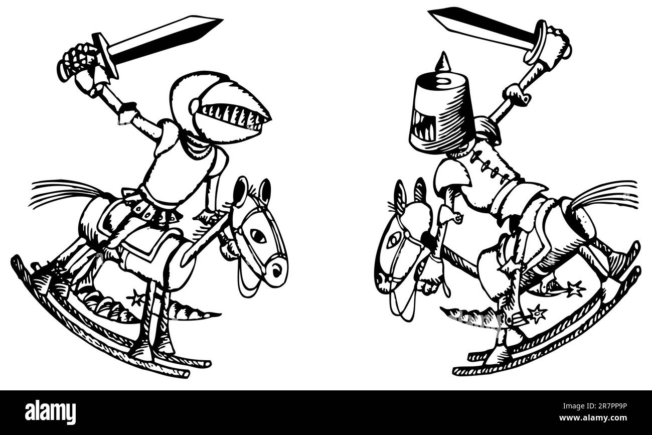 Bataille des chevaliers jouets Illustration de Vecteur