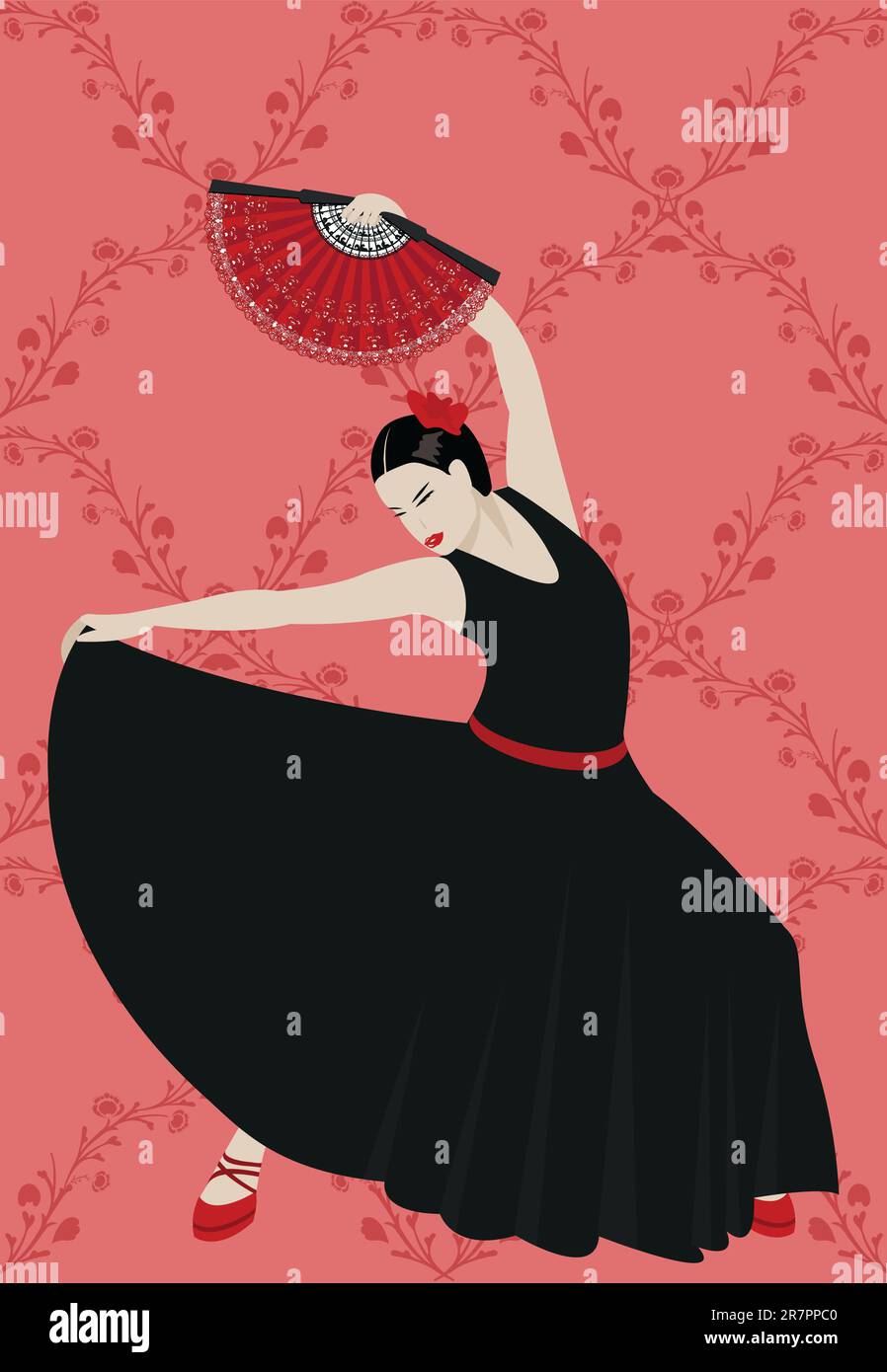 Illustration d'un danseur de flamenco avec des fans espagnols Illustration de Vecteur