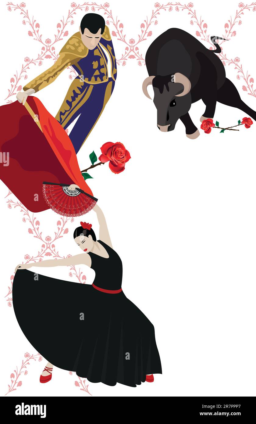 Illustration avec un matador et danseur de flamenco Illustration de Vecteur