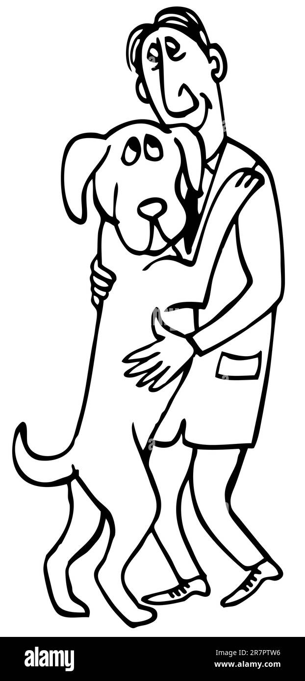 Homme avec son ami-chien Illustration de Vecteur