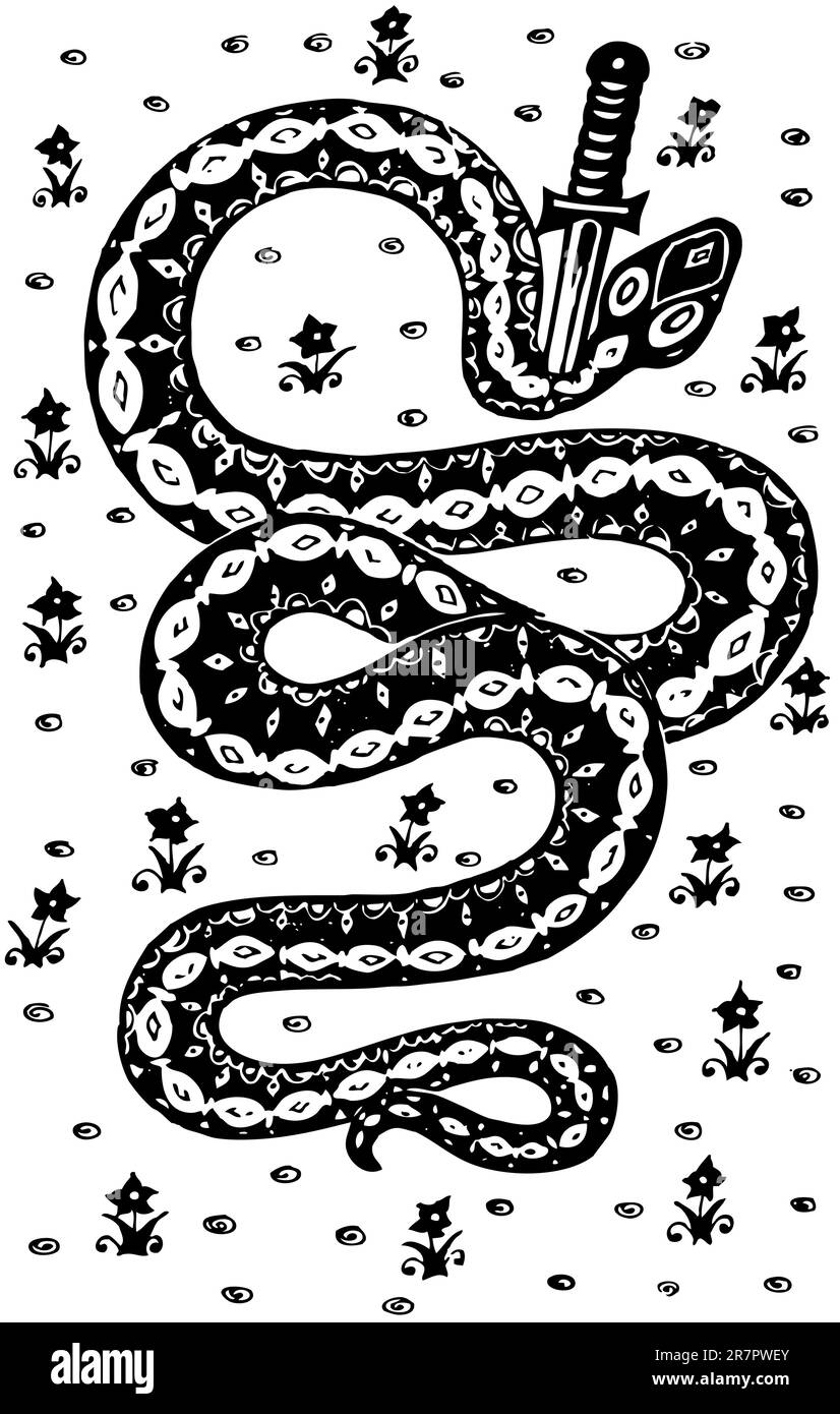 Épée tué serpent Illustration de Vecteur