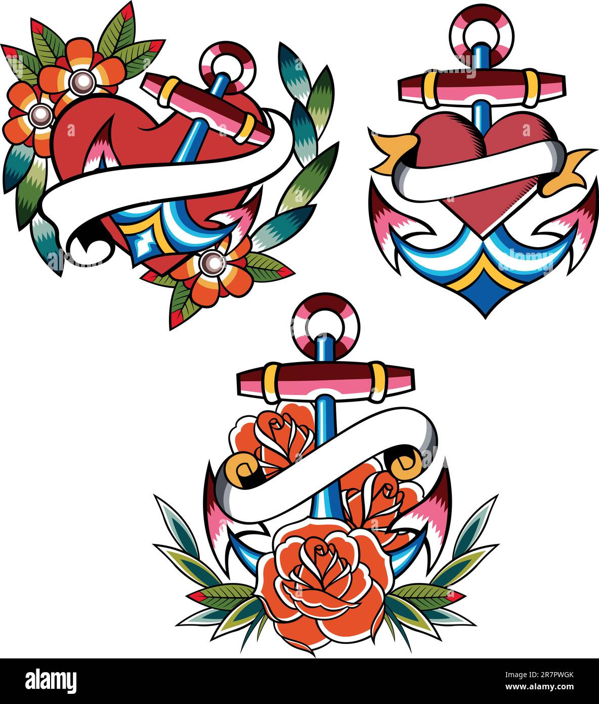 bannière de ruban de symbole d'ancrage Illustration de Vecteur