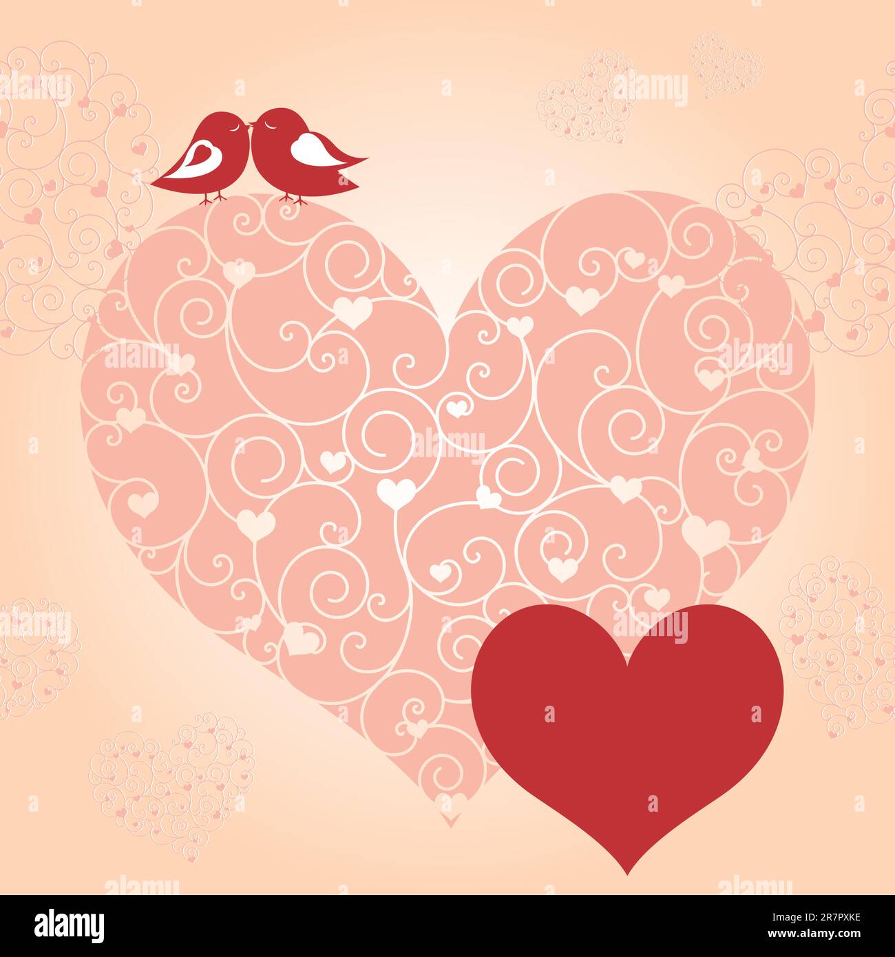 Résumé rouge coeur rose inséparable valentine Greeting card Illustration de Vecteur