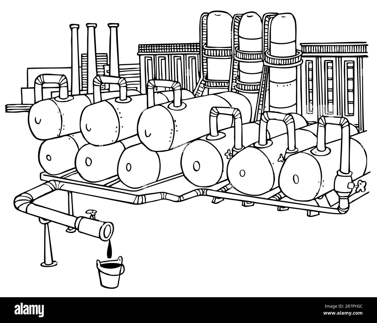 Grande usine et peu d'essence Illustration de Vecteur