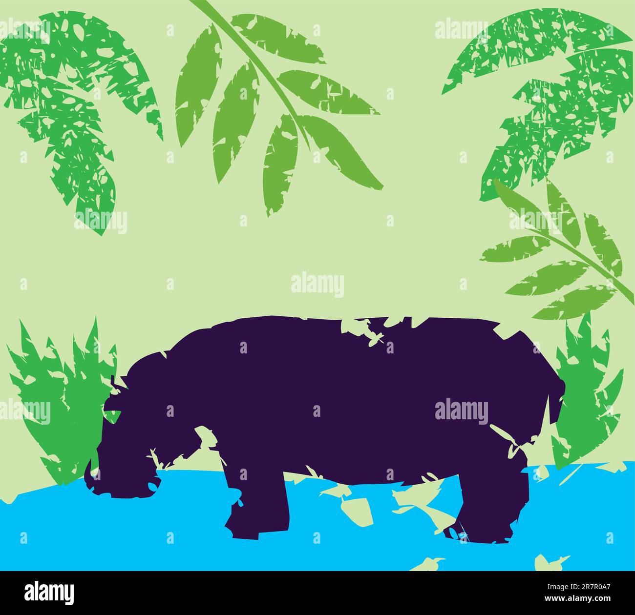 Illustration vectorielle d'un hippo grunge Illustration de Vecteur