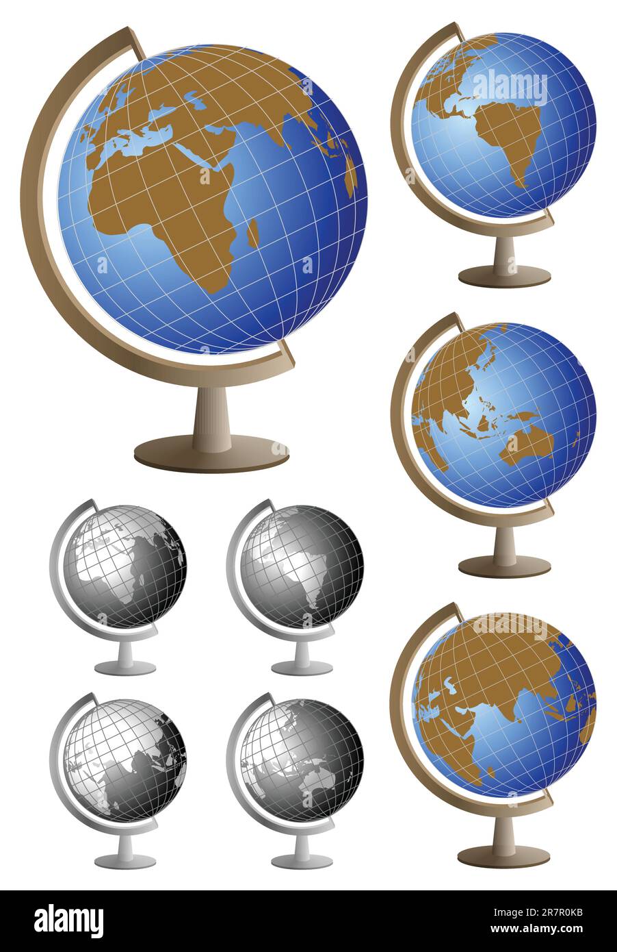 Tableau globes sur fond blanc Illustration de Vecteur