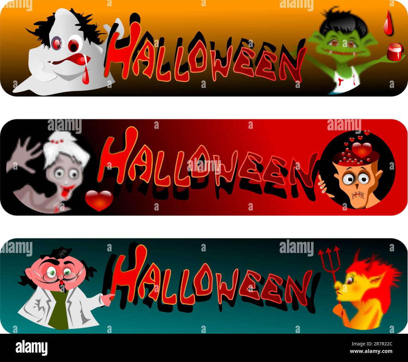 Photo de stock : illustration de trois bannières dans l'atmosphère d'Halloween. Illustration de Vecteur