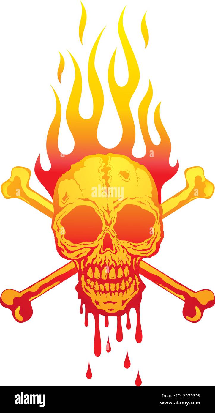 Illustration du crâne en flammes Illustration de Vecteur